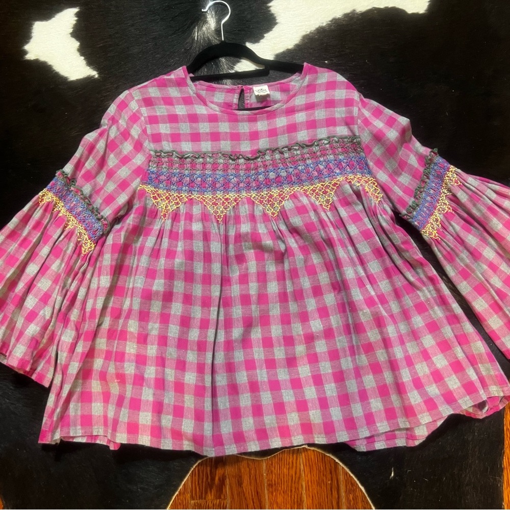 Ivy Jane Pink and Gray Checkered Top